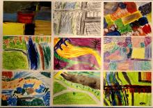 "Bietigheim von oben" Abstraktion und Ausdruck - ein malerisches Gemeinschaftsprojekt der Klasse 7b.