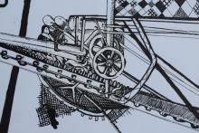 Maschinenbild Colage und Tusche Klasse 6